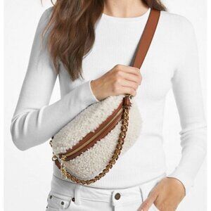 Michael Kors Slater Shearling Sling Bag MK Brown Boho Classic Western Designer